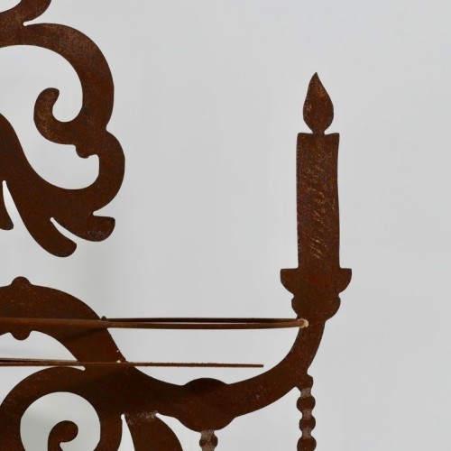 Lampadario decorativo barocco in ferro arrugginito tagliato a laser