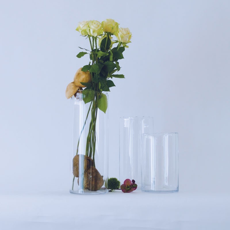 Vaso cilindrico in vetro trasparente con bordo moderno - In•Vasi