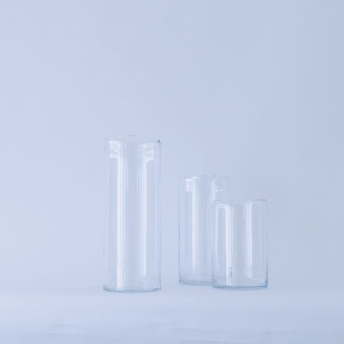 Vaso cilindrico in vetro trasparente con bordo moderno - In•Vasi