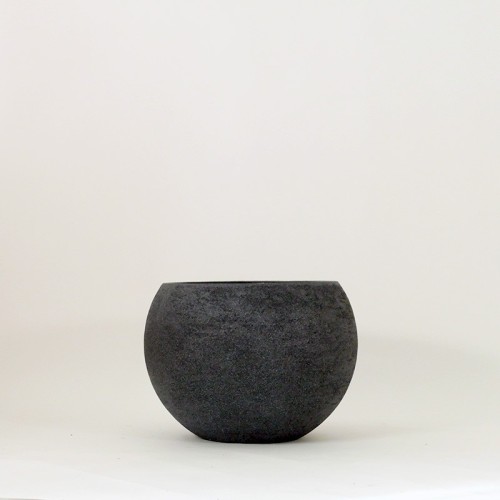 Vaso tondo effetto pietra nero - vendita online su In-Vasi
