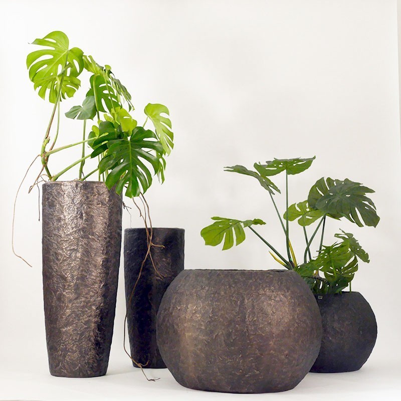 Vaso bronzo materico effetto pietra - vendita online su In-Vasi