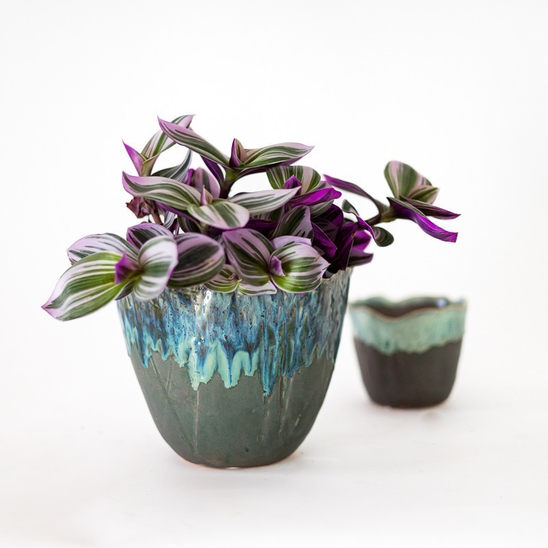 Vaso moderno verde mare sfumato - vendita online su In-Vasi