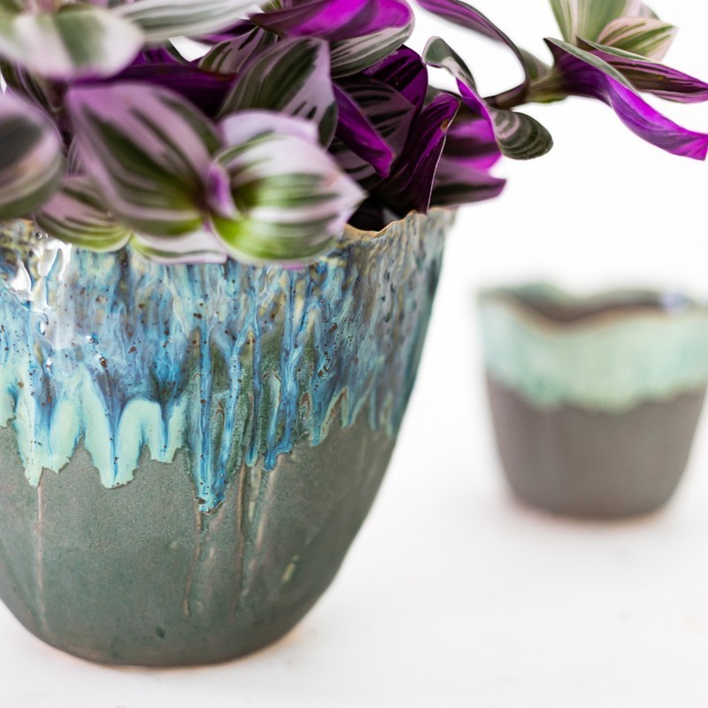 Vaso moderno verde mare sfumato - vendita online su In-Vasi