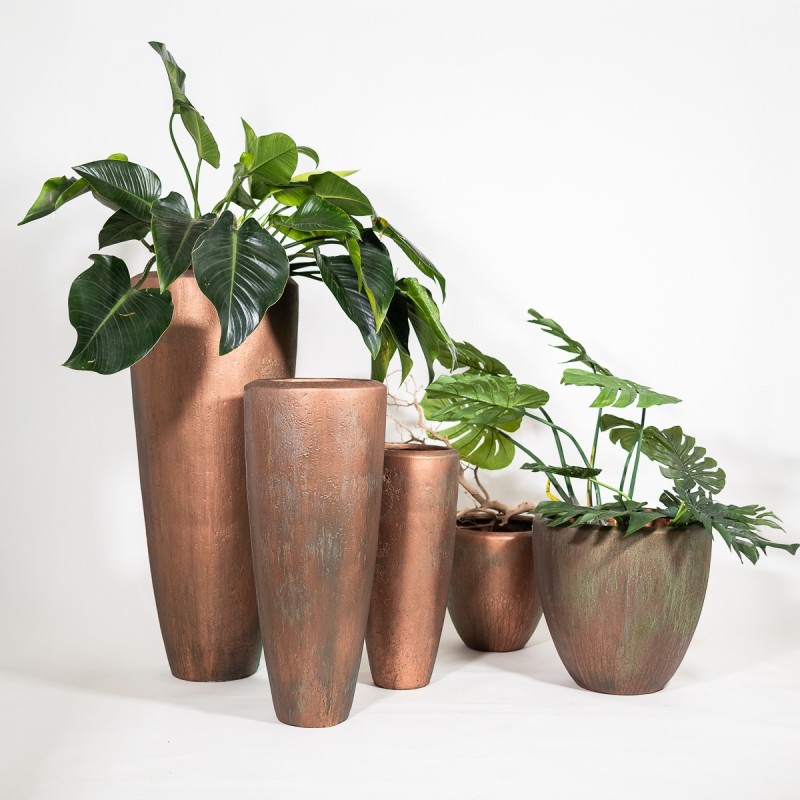 Vaso in fiberstone effetto rame anticato  - vendita online su In•Vasi